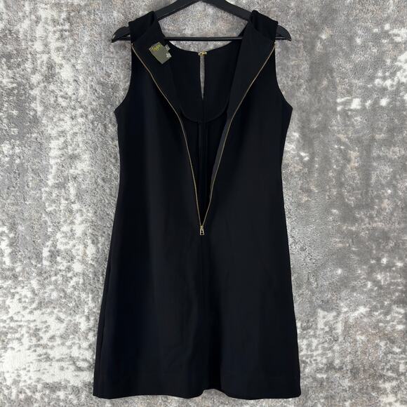 Taylor Size 8 Stretch Mini Sheath Dress Black Sleeveless Zip Round Neck - Picture 5 of 11
